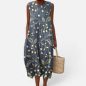 Midi Dress Relaxed Fit Sleeveless Floral Print