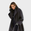 Women's Wool Mid-Length Coat with Shawl Collar