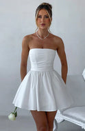Women's Party Dress – Strapless Mini, Back Bow, Fit-and-Flare