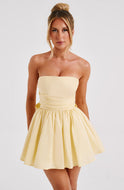 Women's Party Dress – Strapless Mini, Back Bow, Fit-and-Flare