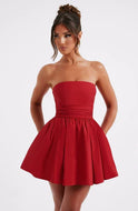 Women's Party Dress – Strapless Mini, Back Bow, Fit-and-Flare