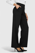 Women's High-Waisted Straight-Leg Pants with Pockets