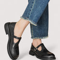 Women's Leather Mary Jane Shoes with Brogue Detailing